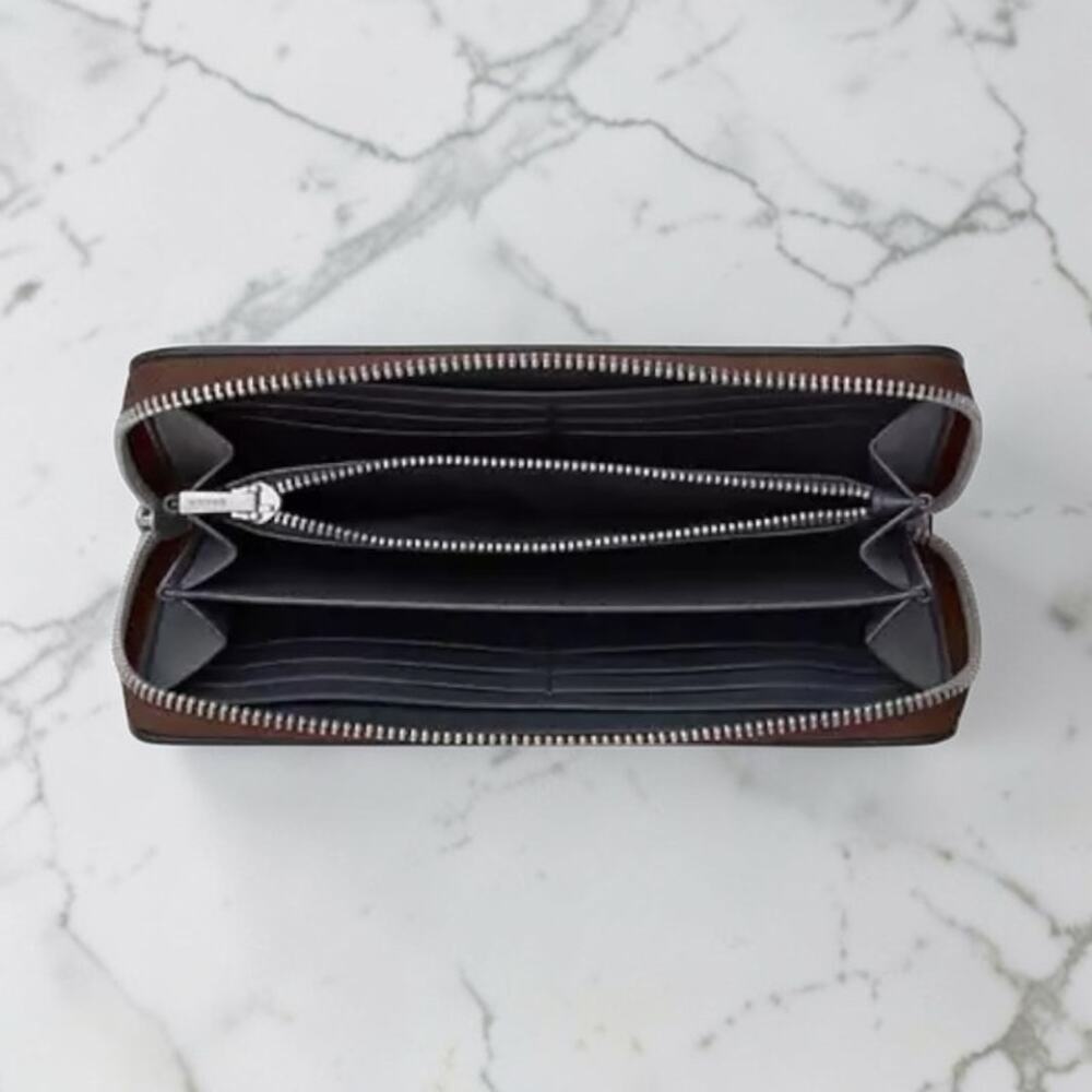 Coach Long Zip Around Leather Wallet in Maple Brown C4451 - Picture 3 of 4